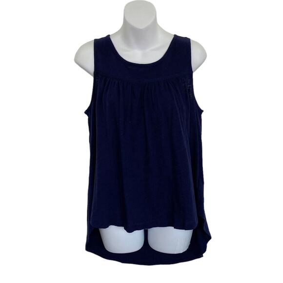 Gap Top Womens Medium Blue Loose Fit Hi-Lo Tunic Top Sleeveless Tie Bow Accent - Picture 1 of 9